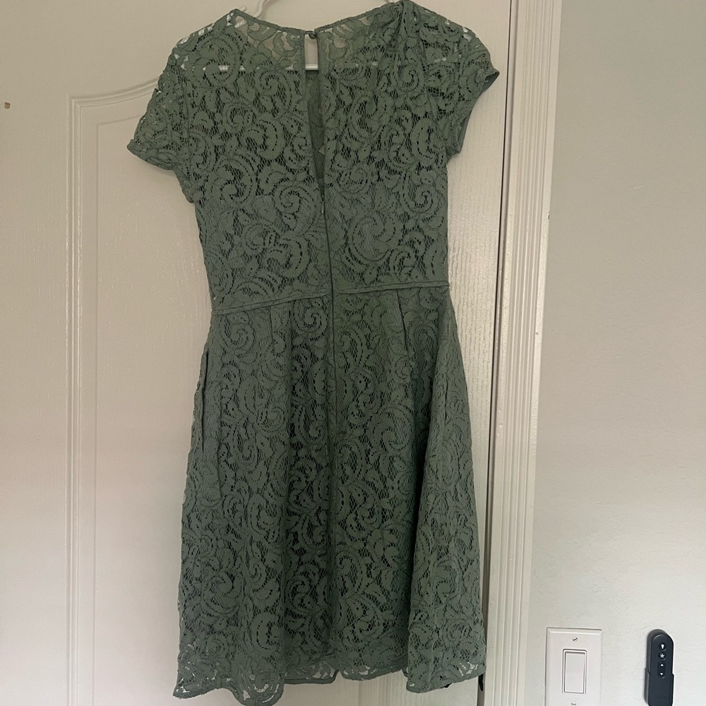 J. Crew teal short sleeved lace cocktail dress. Size 6.